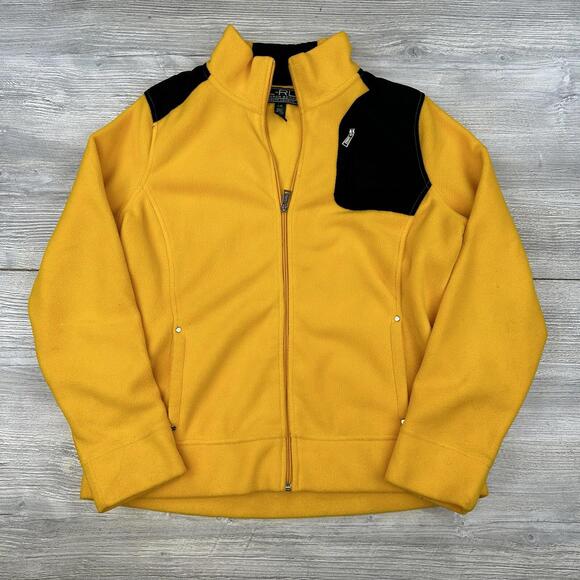 Lauren Ralph Lauren Jackets & Blazers - Ralph Lauren LRL Jacket Womens Large Yellow Black Fleece Midweight Morning Jog